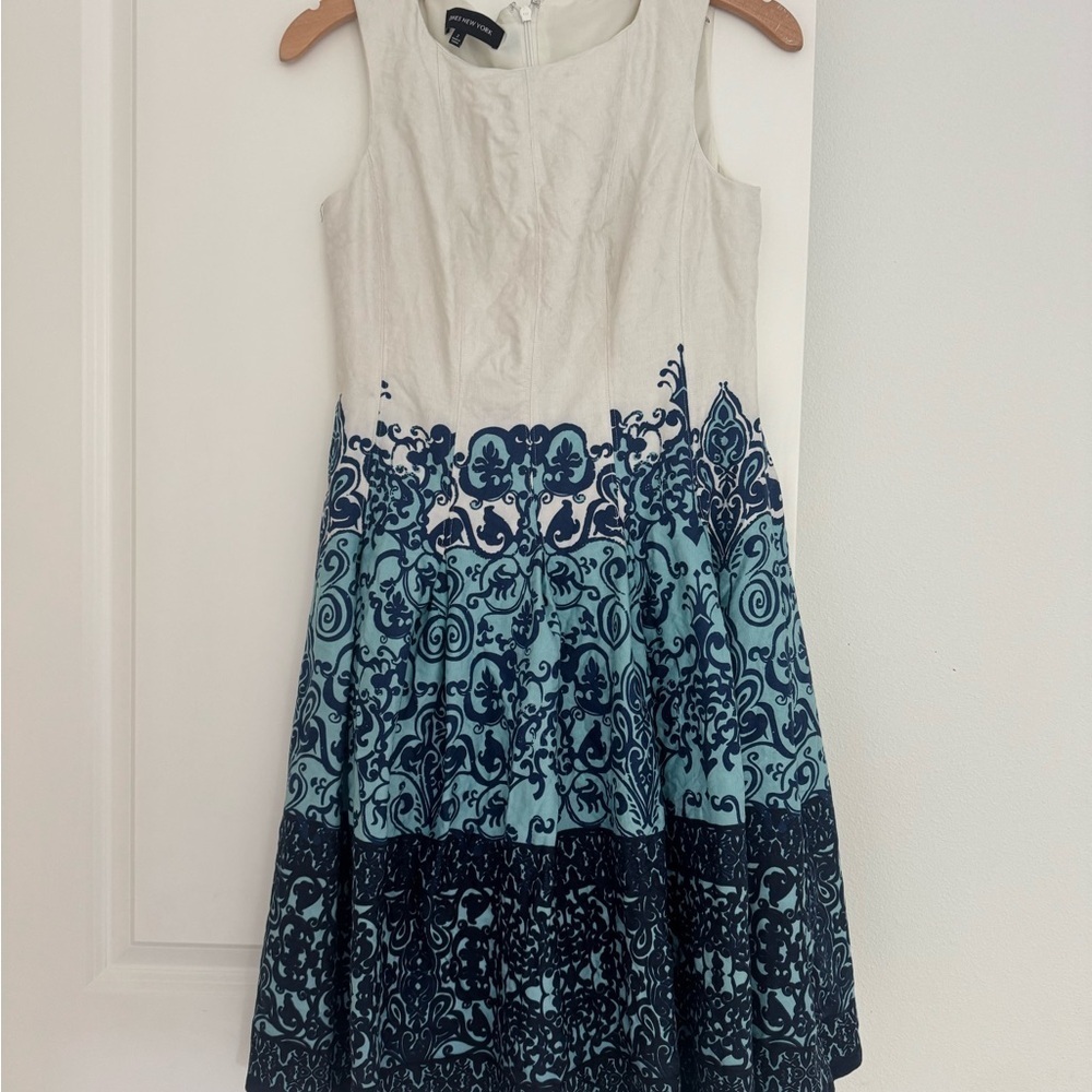 Jones New York womenโs sleeveless print a-line dress size 2